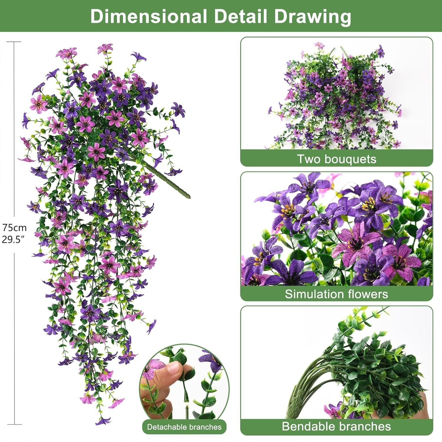 Maintenance-Free Outdoor Hanging Flowers – 2 PCS Faux Daisies for Vibrant Decor