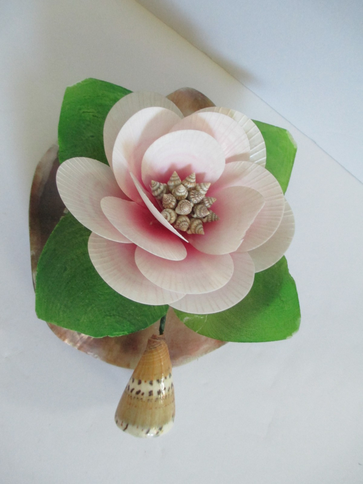 Floral Shaped Shells Blooming Flower Decorative Piece Art Home 6 x 8 in Vintage