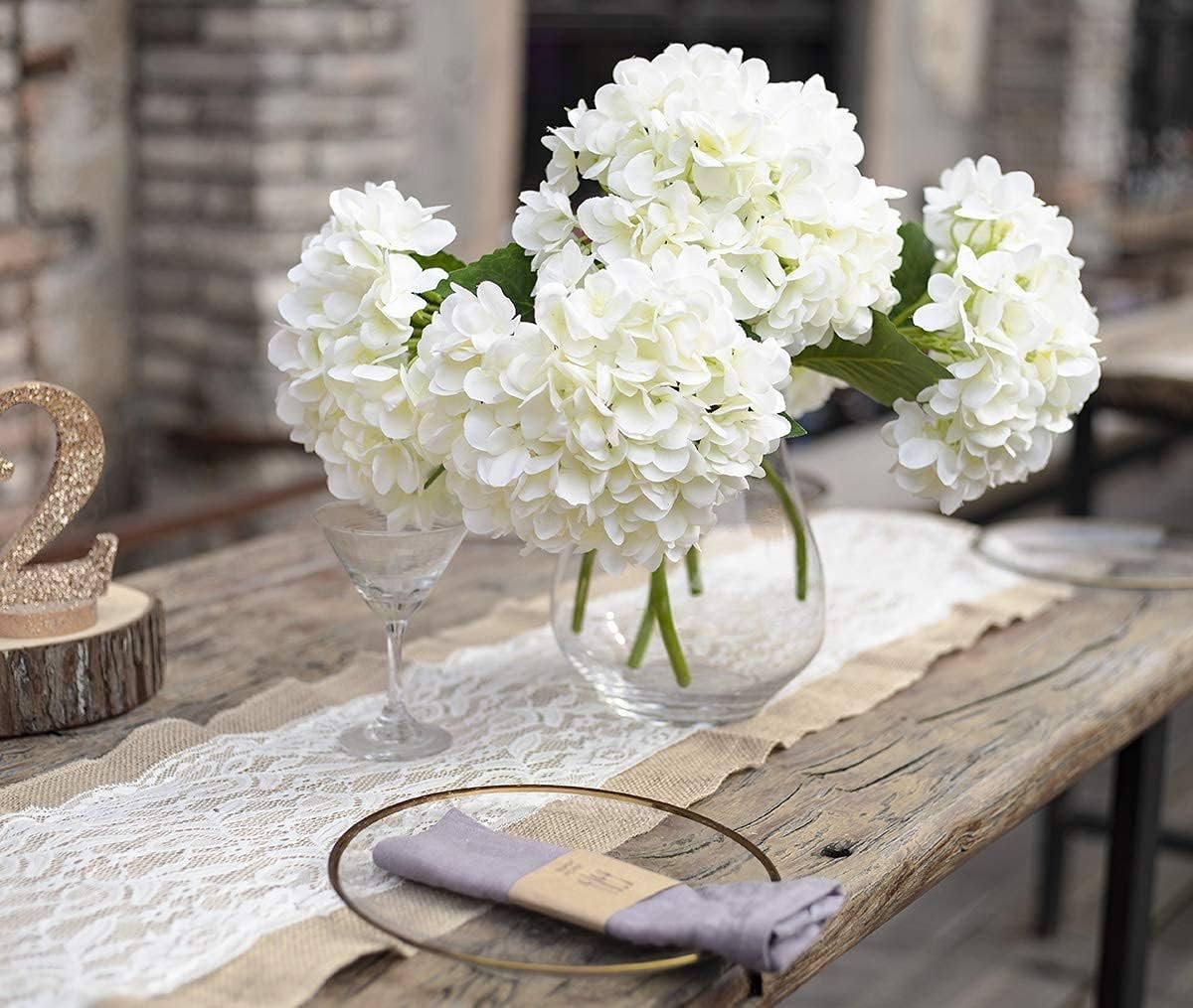5PCS 15.4In Artificial Hydrangea Silk Flowers Bouquet Faux Hydrangea Stems fo…