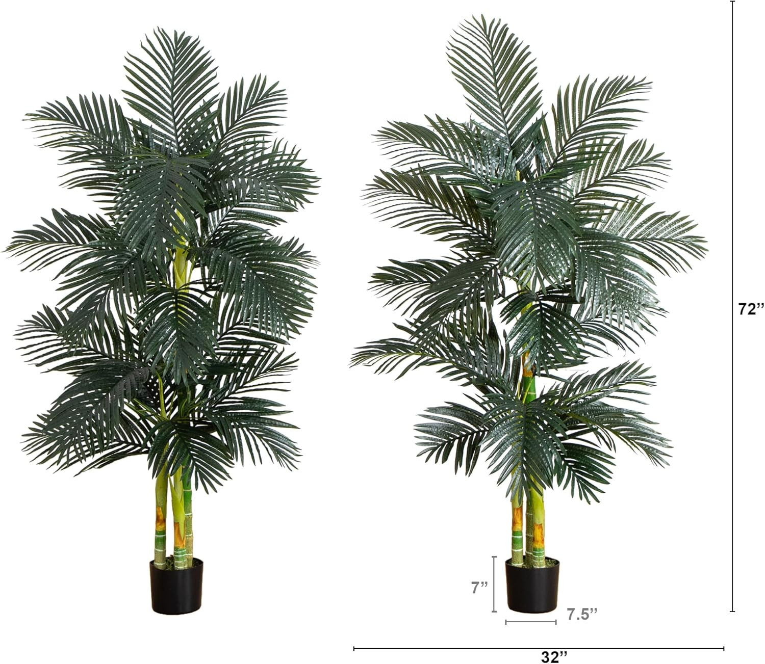 6-FT Artificial Golden Cane Palm Tree Set of 2 Fake Palm Trees with Three Realis