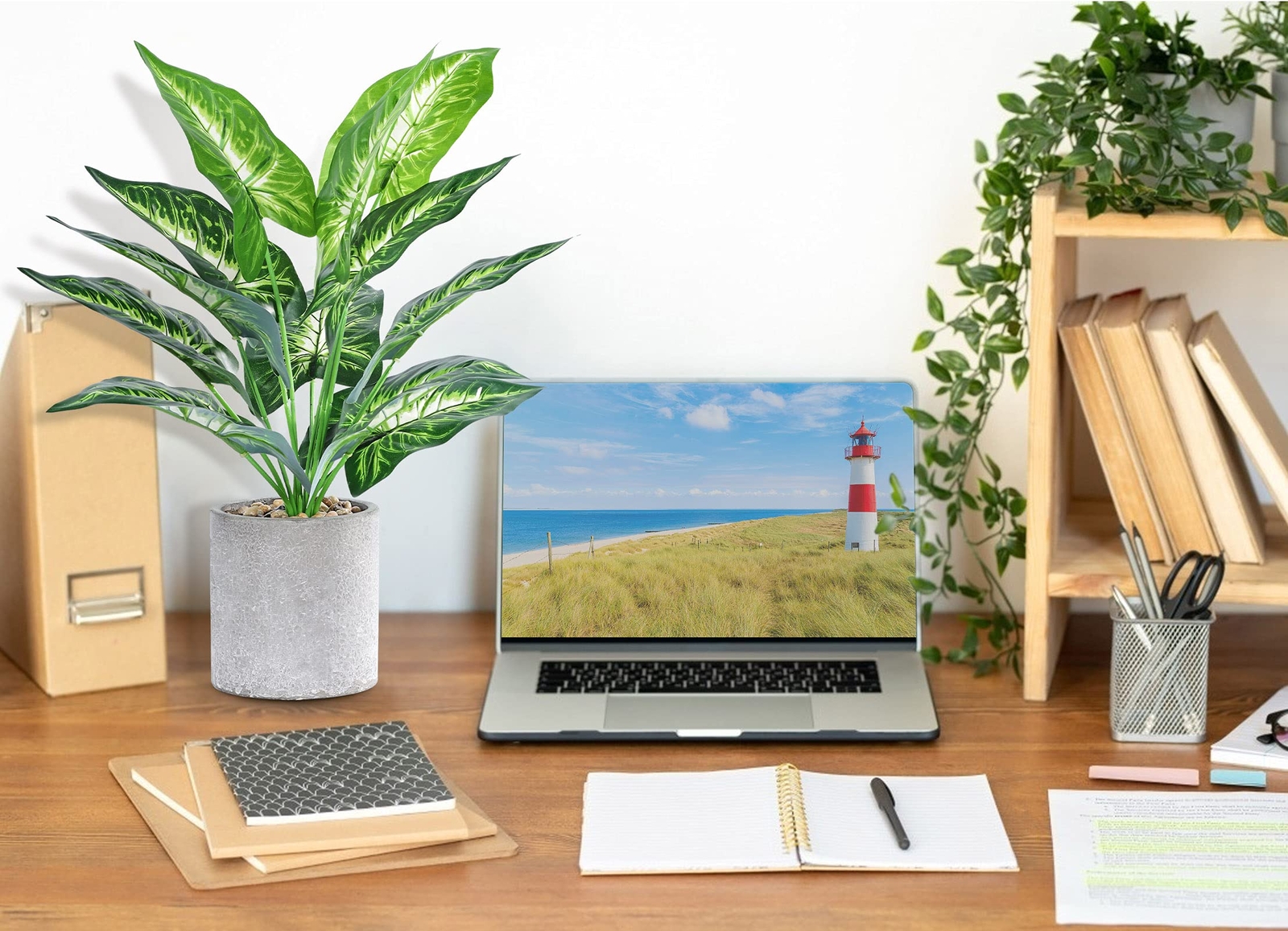 2Pcs 16″ Small Fake Potted Plants Indoor Decor for Office Desk Kitchen