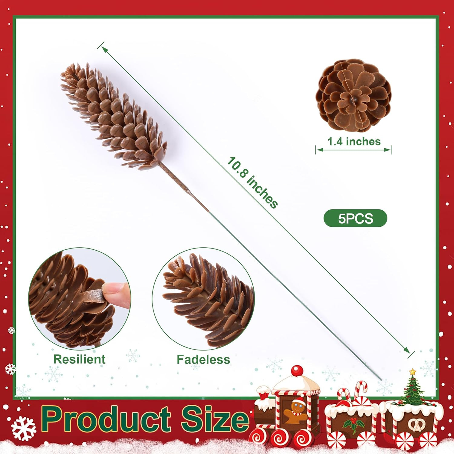 12pc 19″ Christmas Norfolk Pine Stems,Real Touch Faux Cedar Pine w/ 5PC Big Pine