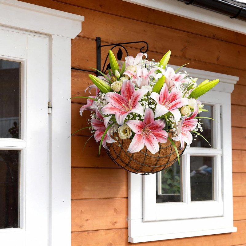6 Bundles 18 Artificial Lily Flowers with 12 Heads Fully Bloomed Lilies & 6 Buds