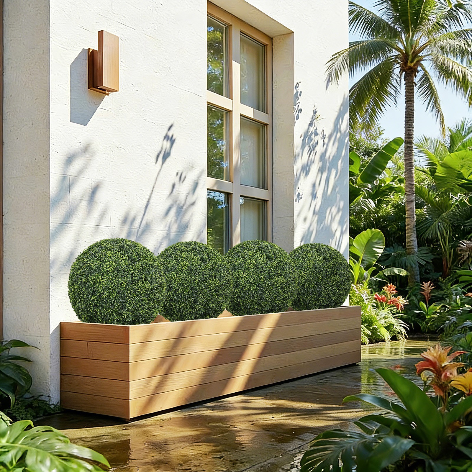 Artificial Boxwood Topiary Balls 22.4″ Outdoor Garden Decor, 2pc Set