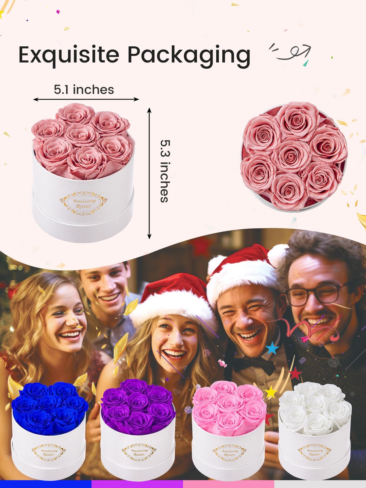 Preserved Roses in Box Long Lasting Forever Flowers for Her Dusty Pink