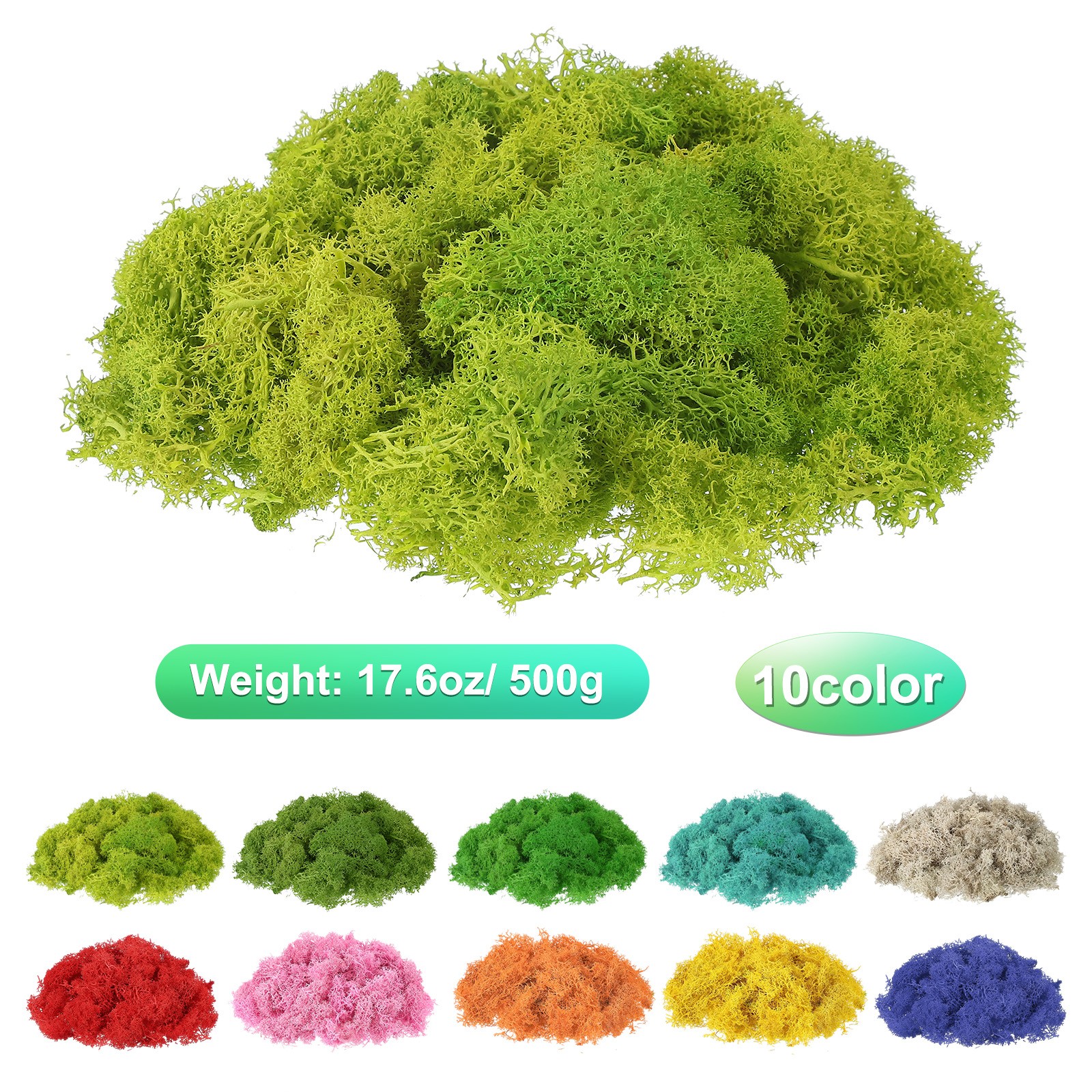 17.6oz Fake Preserved Reindeer Moss, Chartreuse