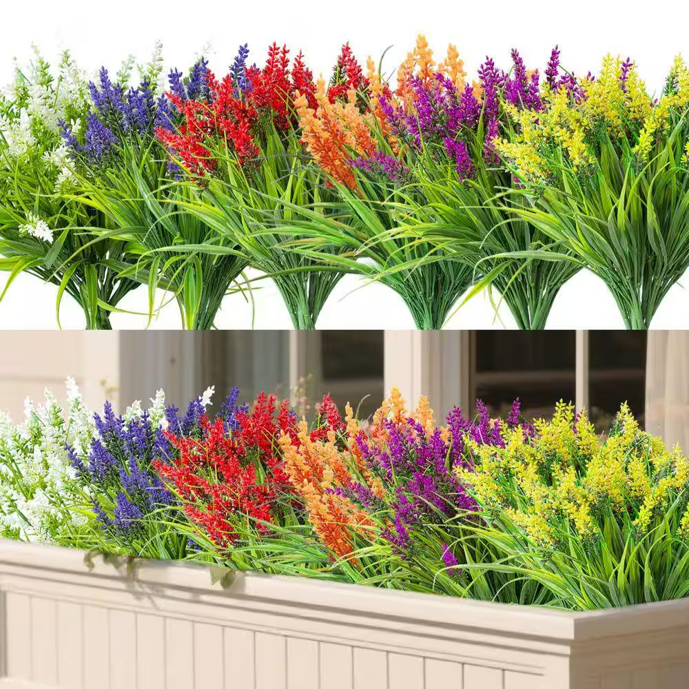24 Bundles Artificial Flowers and Plants for Outdoors, 13.8 In. Multi-Colored Ar