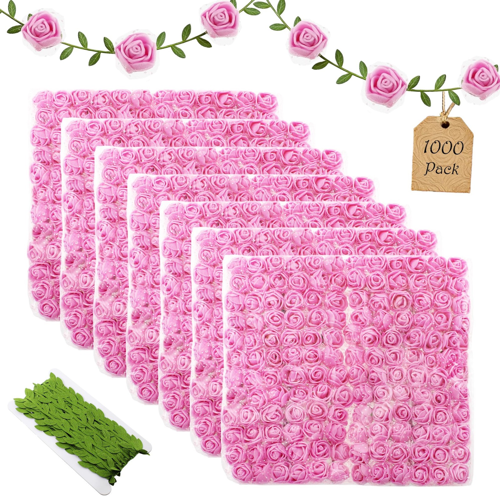 1000 Pcs 0.6 Inch Mini Fake Rose Head with Gauze Small Foam Artificial Flower…