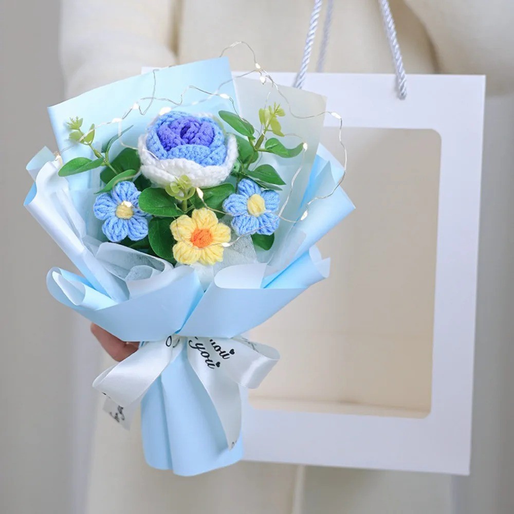 Crochet Daisy Flower Bouquet – Knit Floral Home Decor