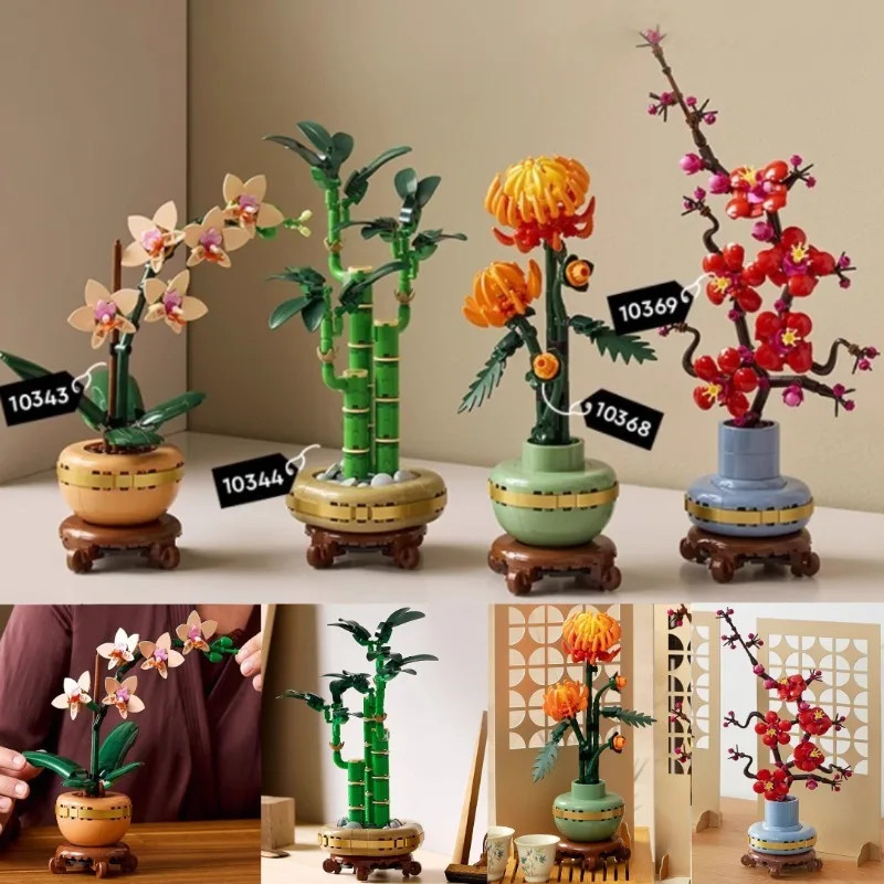Icons Plum Blossom Building Set Adult Flower Home Decor DIY Gift