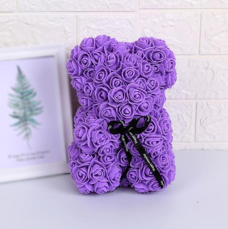 Artificial Flowers 25Cm Rose Bear Girlfriend Anniversary Christmas Valentine’S D