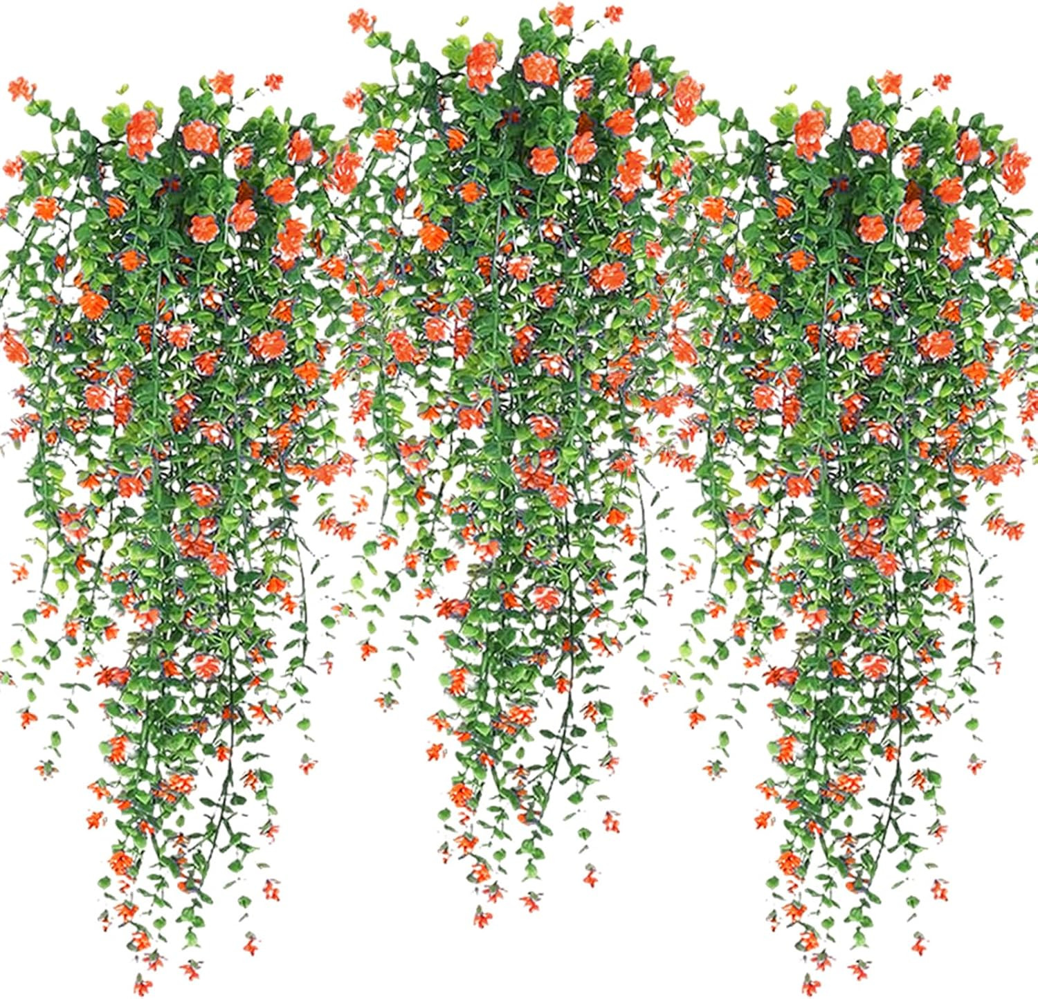 Artificial Hanging Flowers, 3 Pcs Fake Hanging Plants Decor, Artificial Vines fo