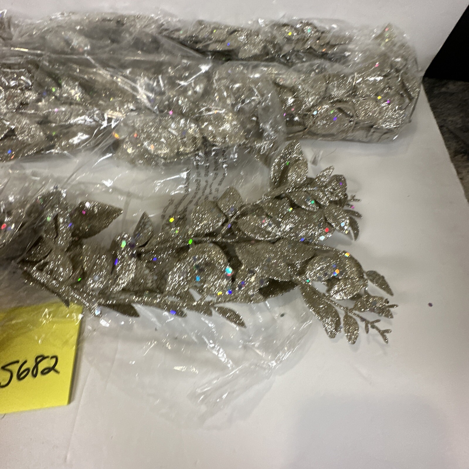 Set of 2 Silver 4′ Shimmering Leaf Garlands Glitter Valerie Parr Hill