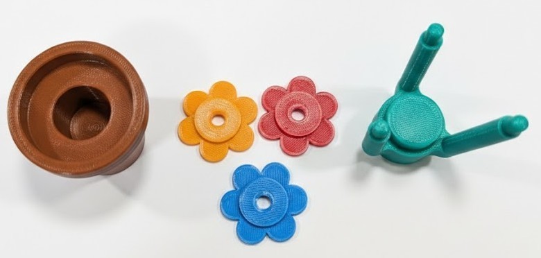 3D Printed Flowers Building Block Decor PETG Desk Toy Gift 5″ Tall