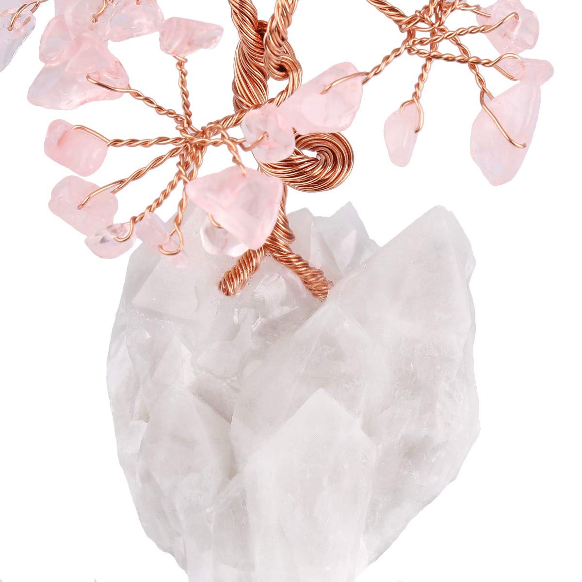 4-5 inch Rose Quartz Crystal Tree Tumbled Stones Cluster Rock Crystals Base