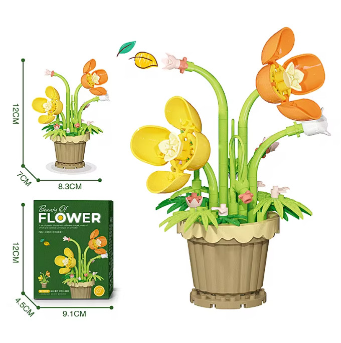 Creative Building Block Bouquet, Eternal Flower Plant Potted Gift, Rose Sunflowe