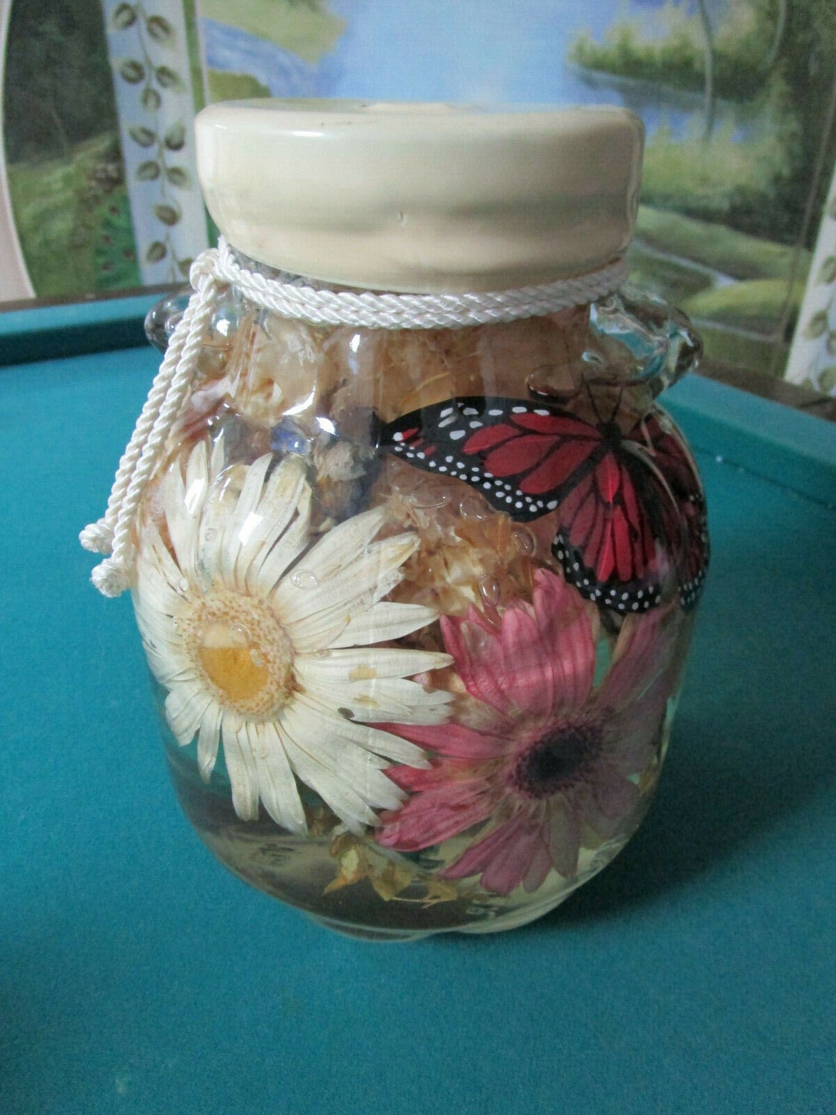 Rb Rose Brier Flower Butterfly Illusion Acrylic Water Jar Container