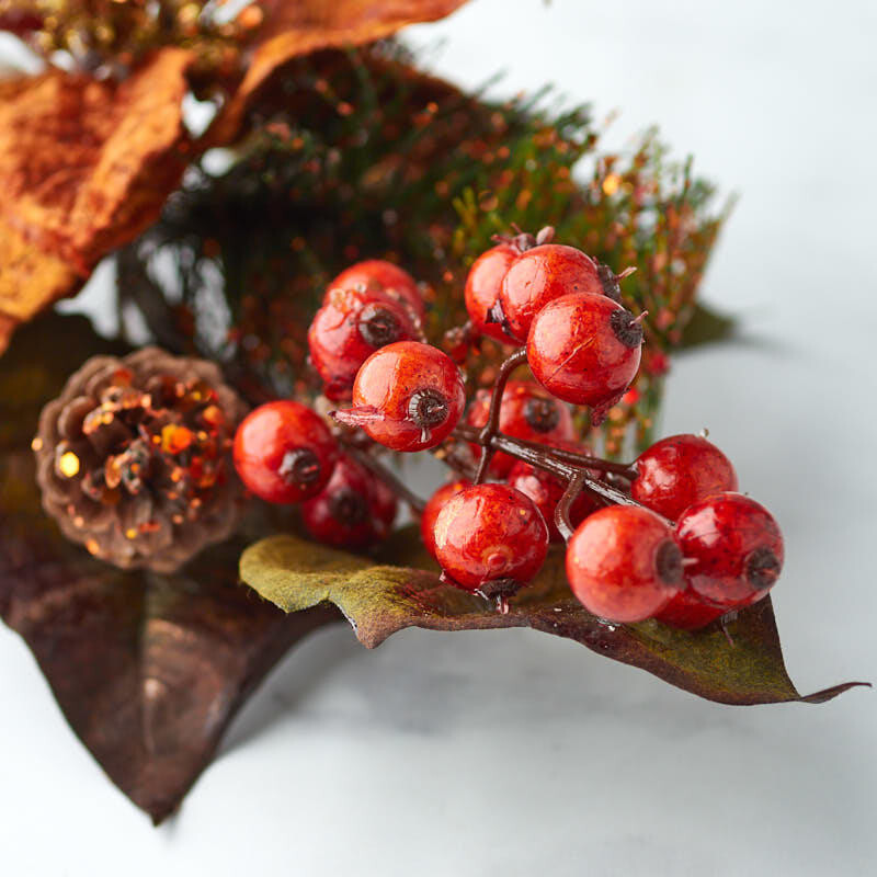 Set of 4 Glittered Copper Artificial Poinsettia 18″ Picks with Berries