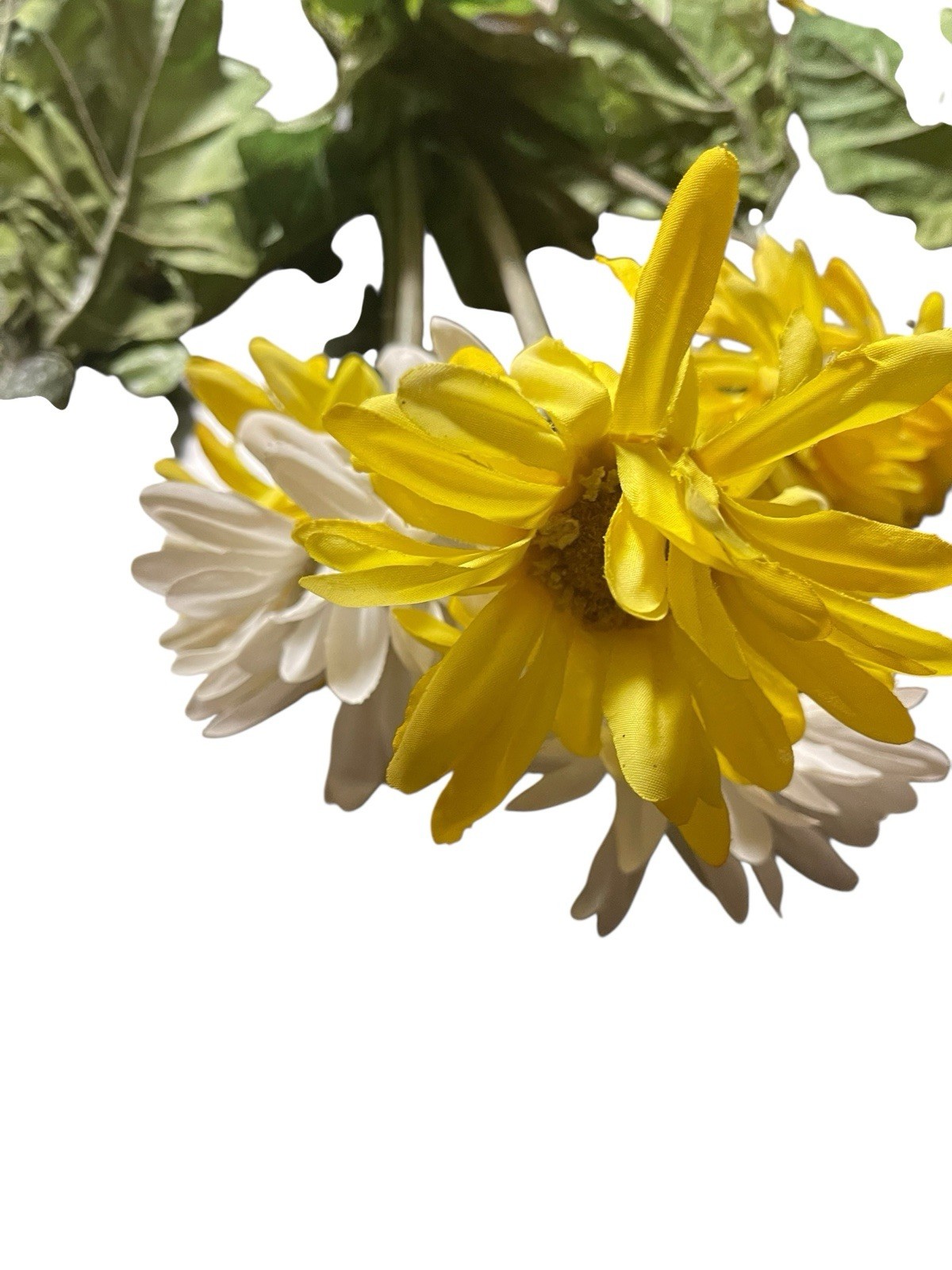 Set Of 4 Bunches Of Yellow & White Artificial Flowers