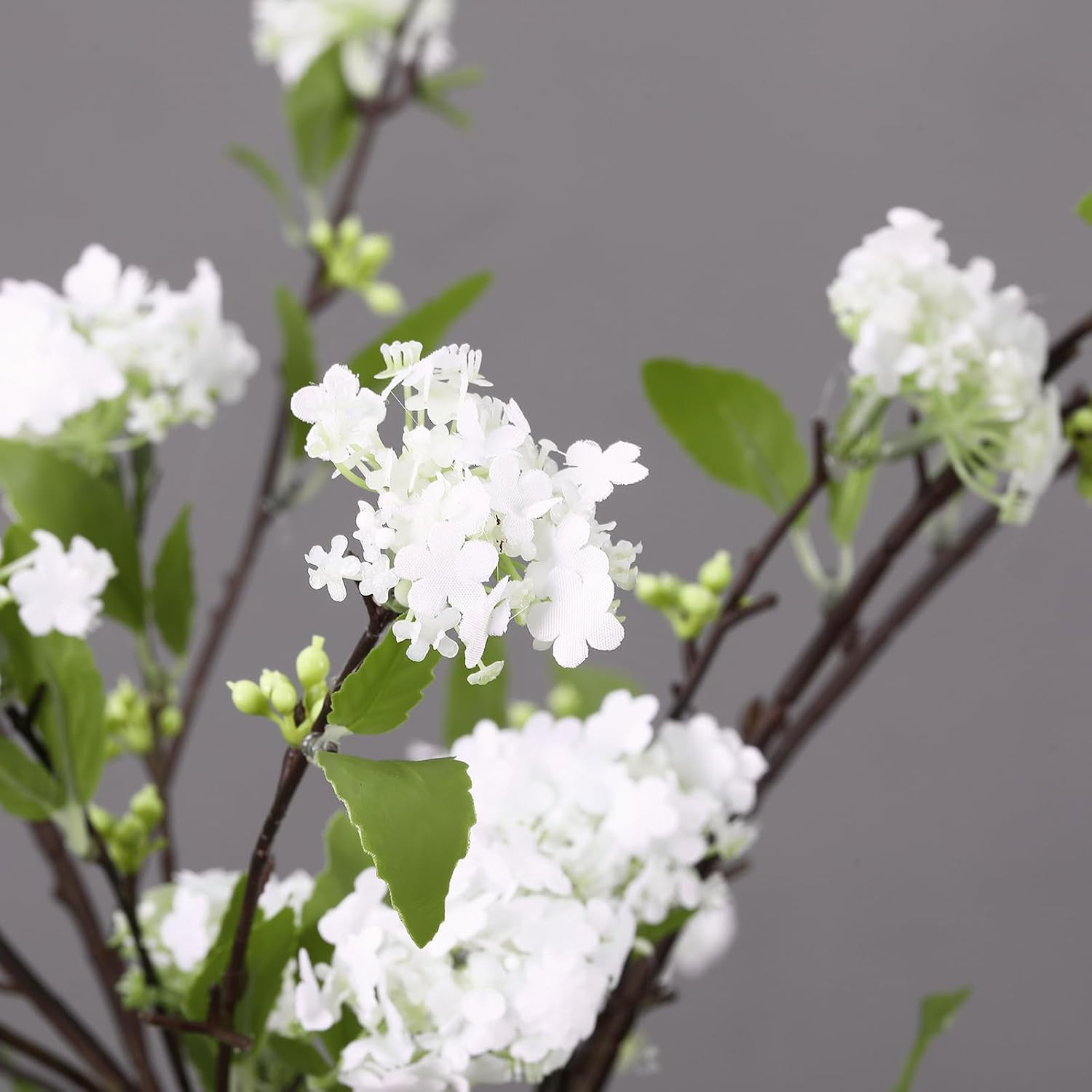 4 Pcs Faux Snowball Viburnum & Hydrangea Long Stem Flowers for Home Decor