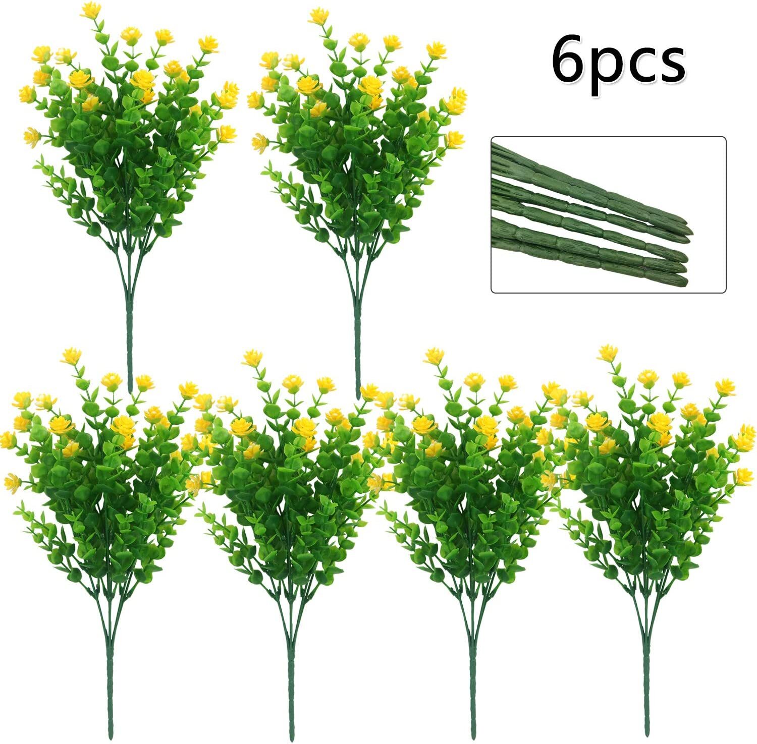 Artificial Flowers Fake Outdoor UV Resistant Boxwood Plants Shrubs Decor 6 Pack