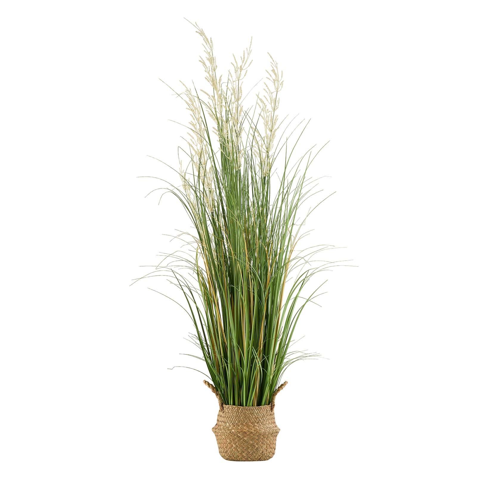 Uimoso Artificial Grass Plant 47-Inch Reed Flower Grass in Pot, Green, 1 Pack