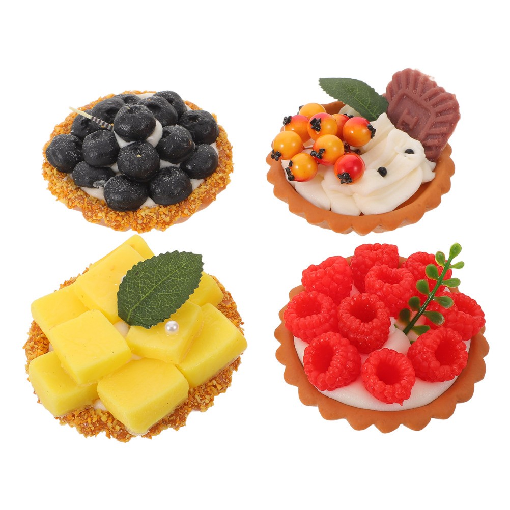 4Pcs Durable Simulated Food Egg Tart Models Assorted Colors for Bakery Decor