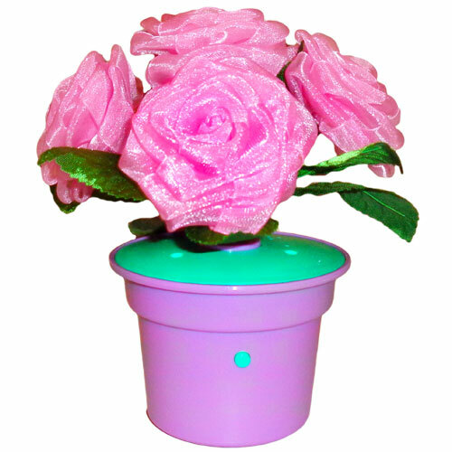 Wild Roses Lighted Red Flashing Pink Flowers Lamp Battery Powered Light NEW