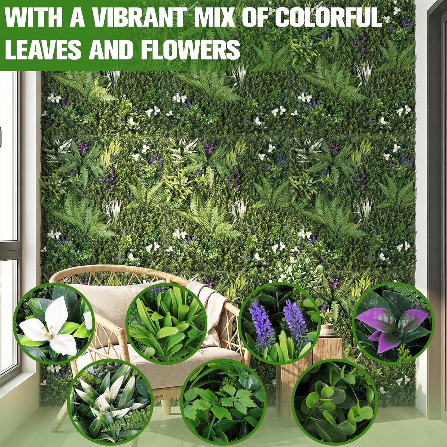 3 Pack 40×40 in Faux Greenery UV Resistant Privacy Fence Screen Hedge Wall Panel