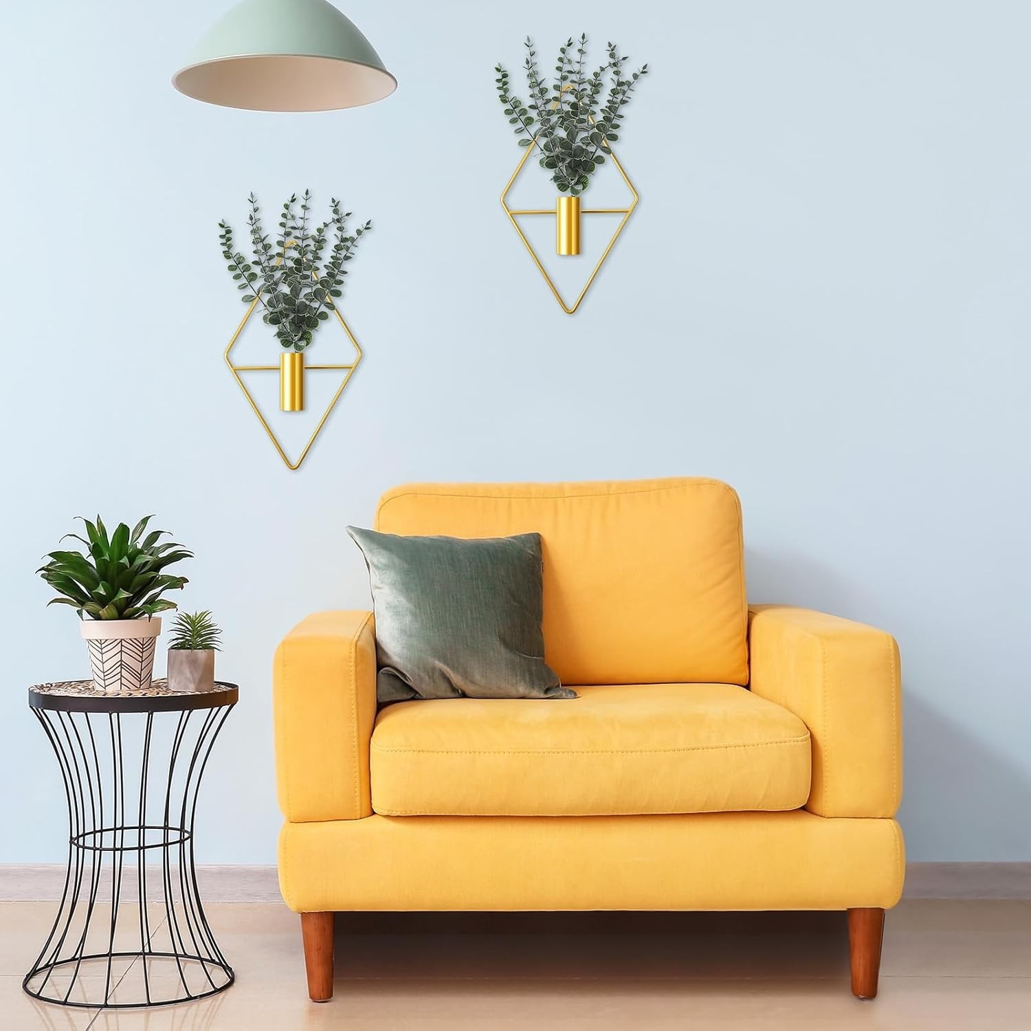 4 Pcs Hanging Planters with Artificial Eucalyptus Metal Hanging Vase Indoor P…