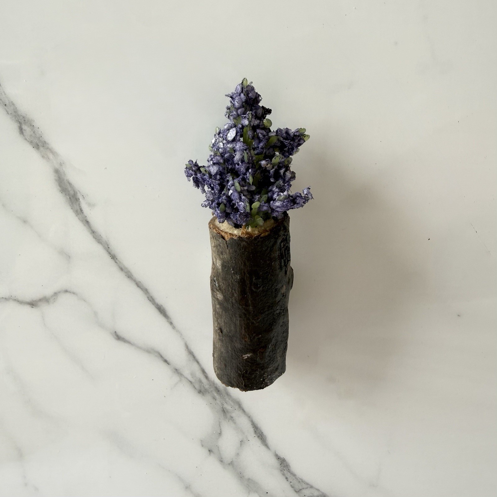 Handmade Mini Dark Purple Faux Flower Magnet In Stick Vase
