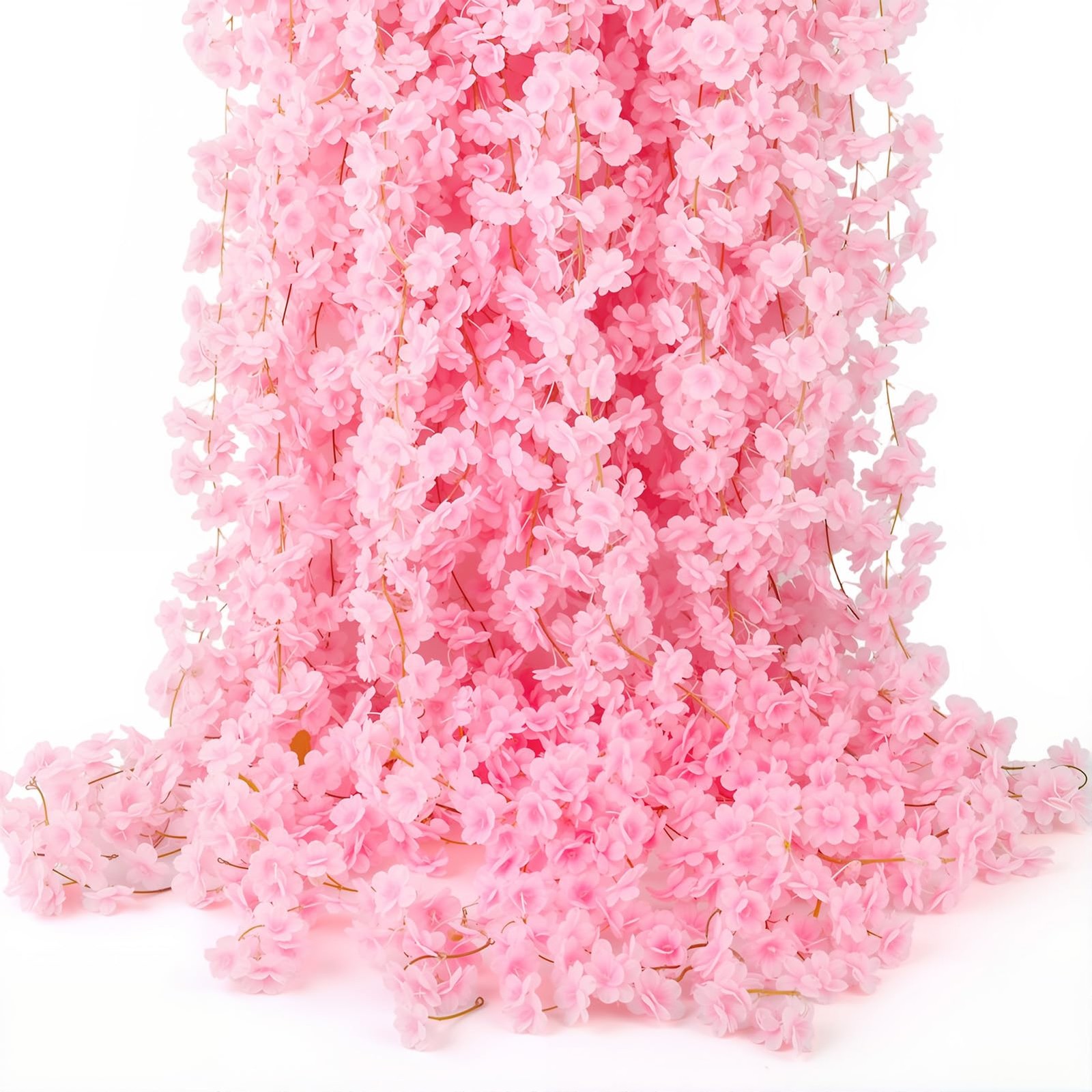 8 PCS 47.2ft Artificial Cherry Blossom Garland Pink Sakura Flower Vines Hangi…