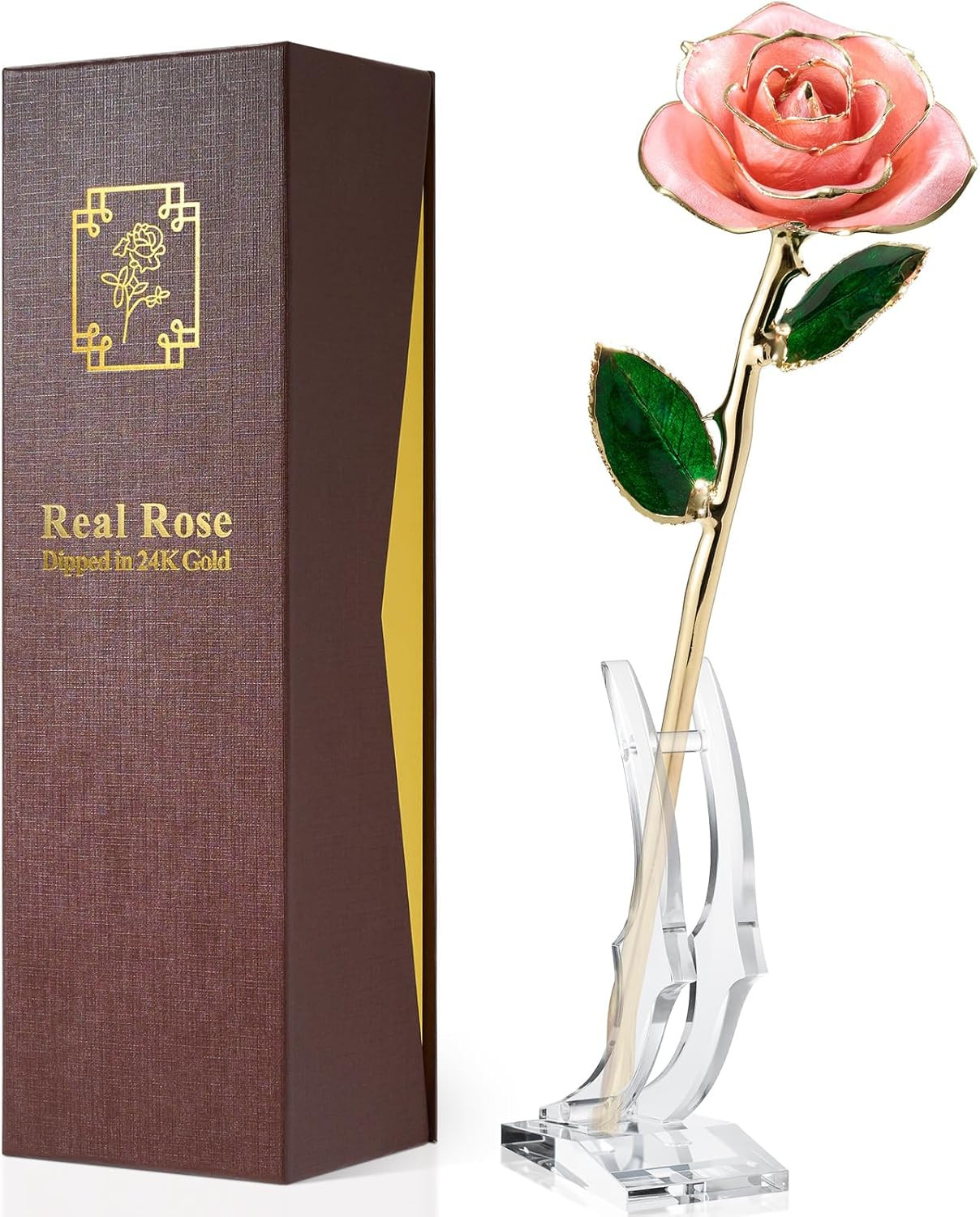 Gold Dipped Rose – Real Rose Preserved in 24K Gold with Stand, Forever Gift for