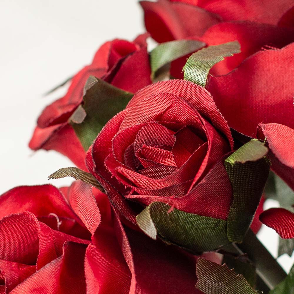 12″ Tall Deep Red Artificial Rose Nosegay Bouquet