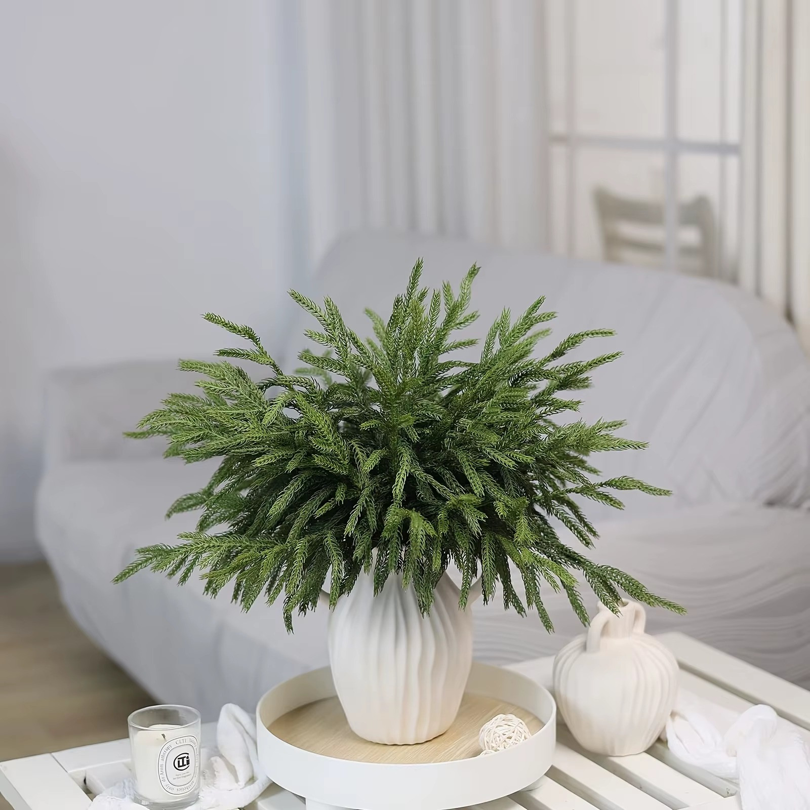 12PCS Artificial Cedar Sprigs Greenery Picks Tabletop Home Decor without pot