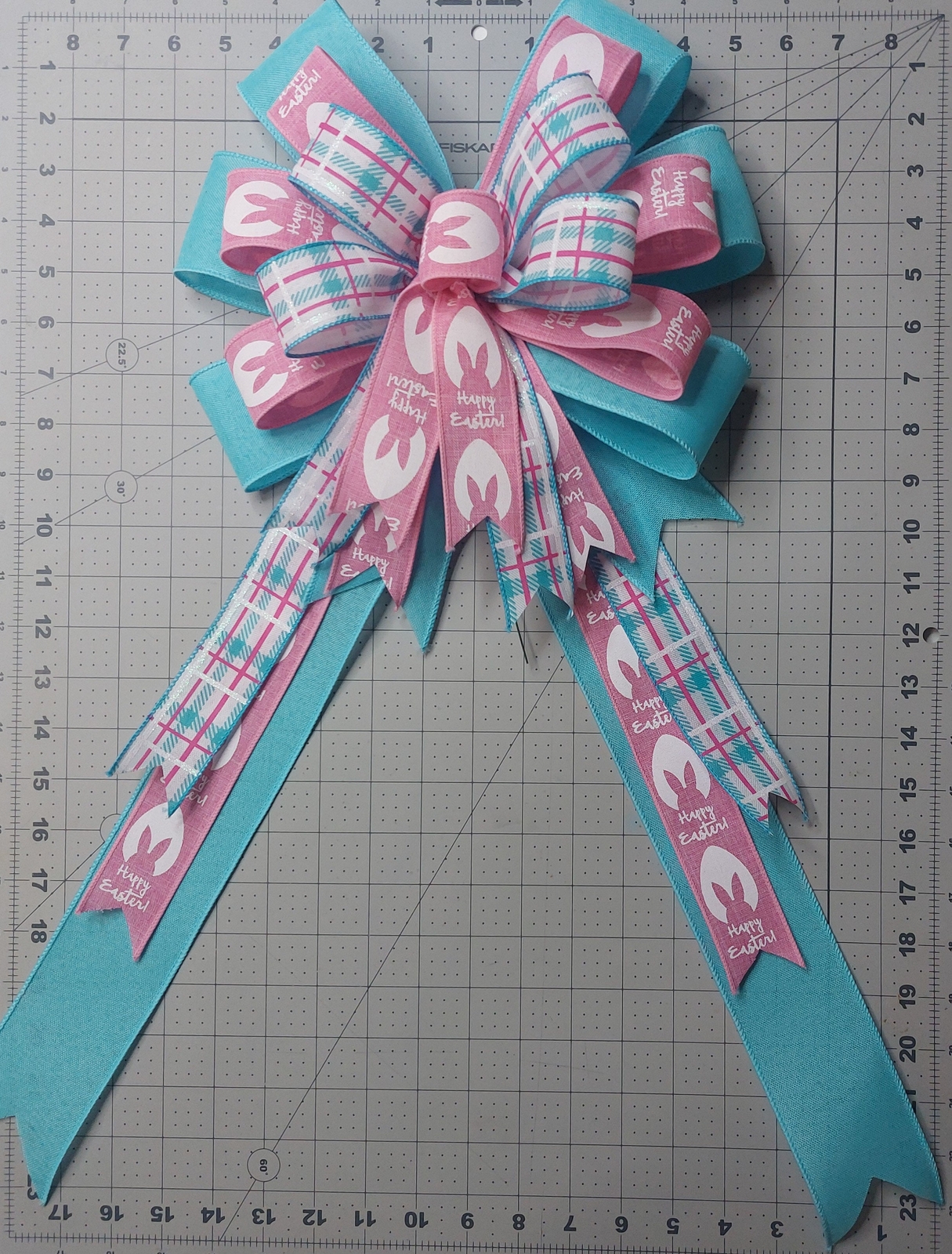 Pink & Blue Easter Bow, Plaid and Bunny