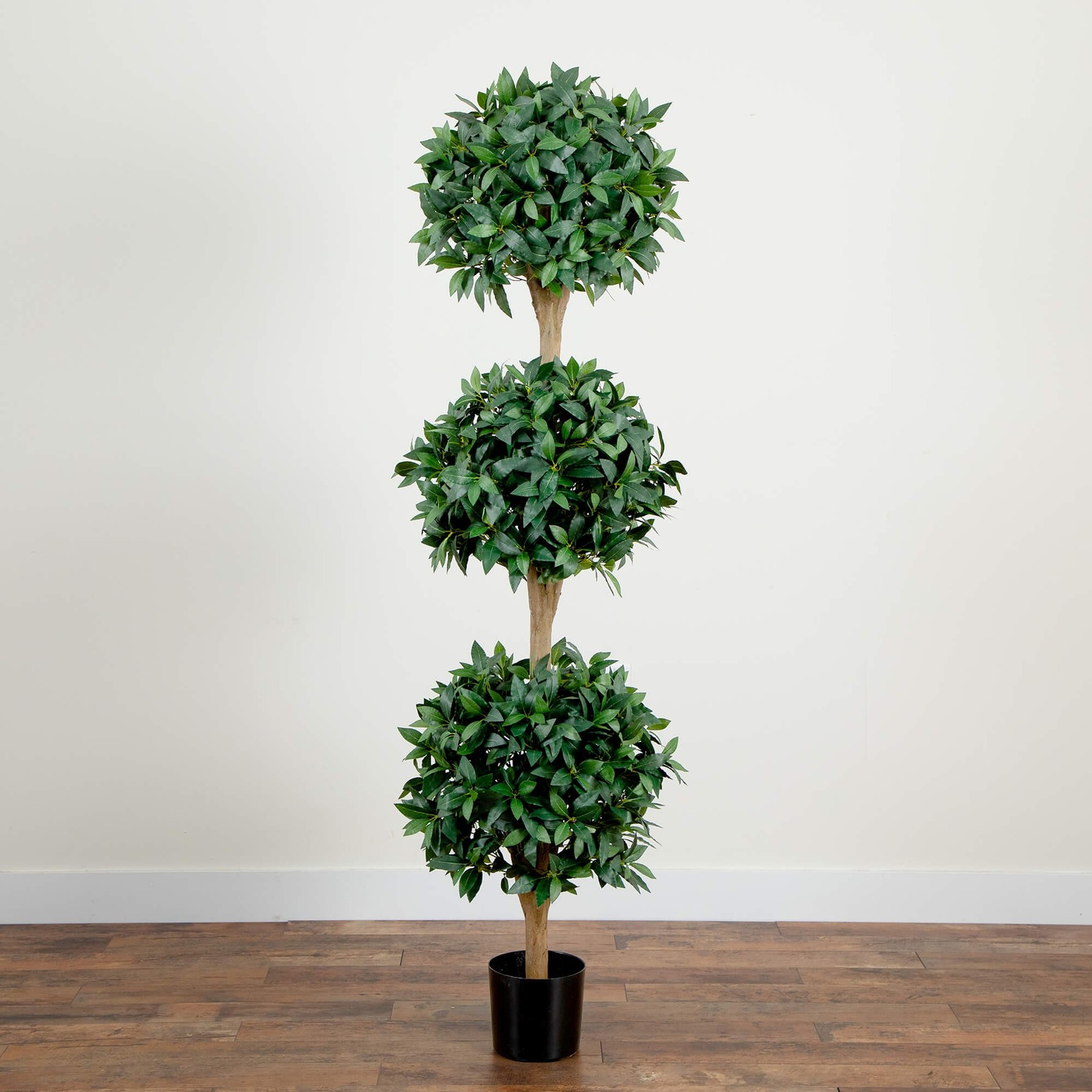 Nearly Natural 6.5ft Sweet Bay Triple Ball Topiary in Green