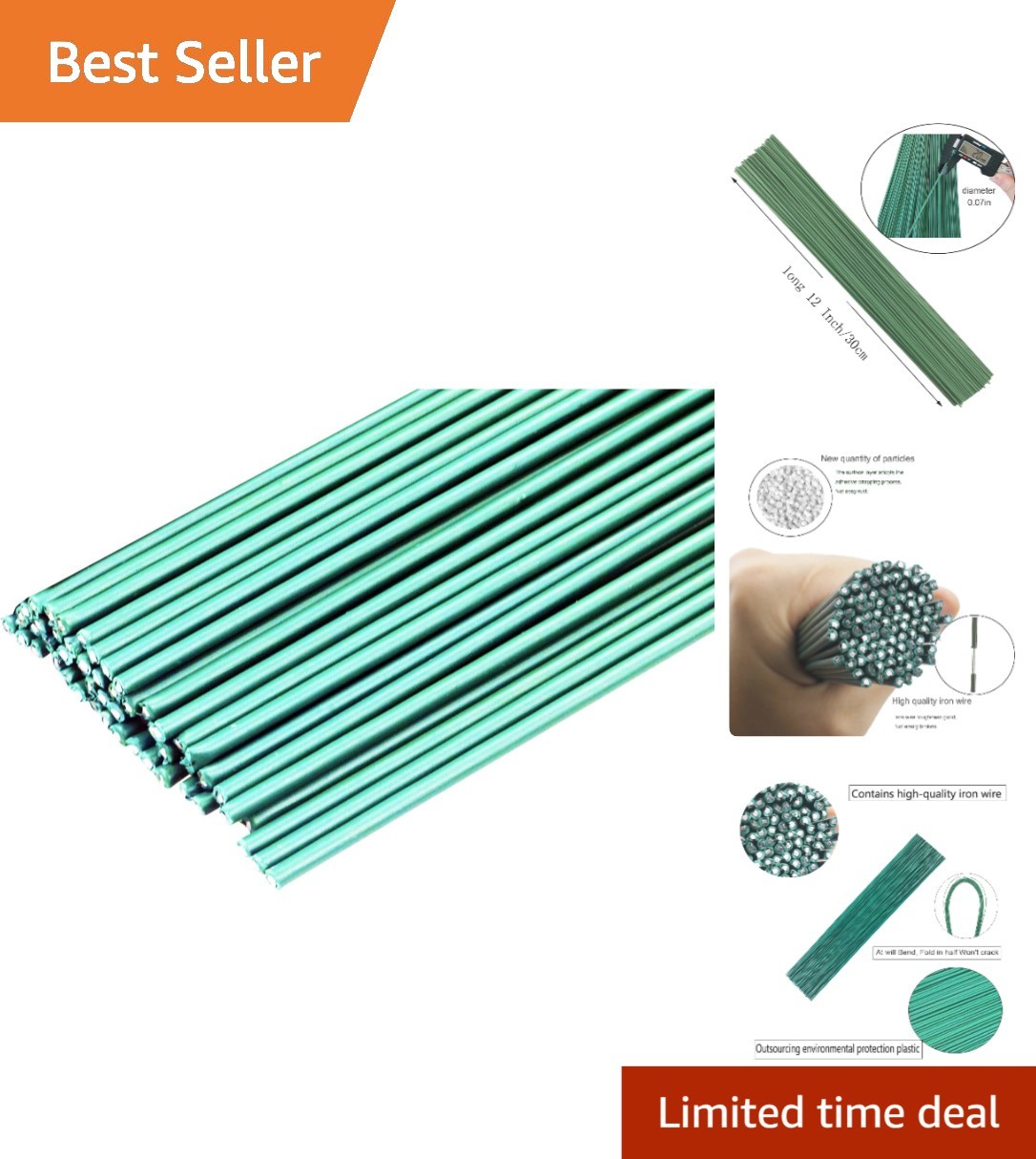 Durable 2 Gauge Dark Green Floral Wire for DIY Crafts & Flower Arrangements