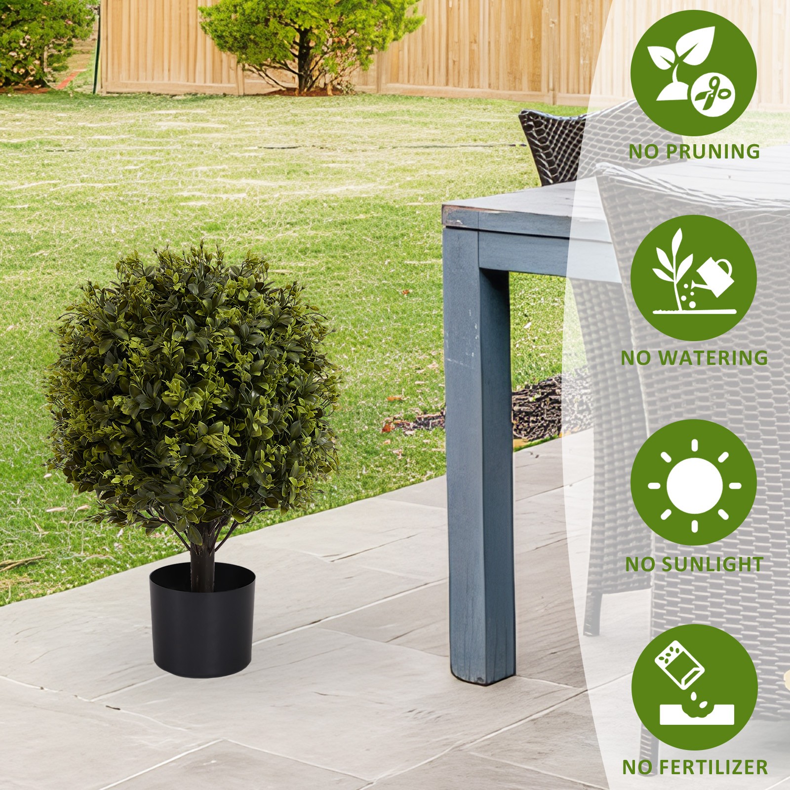 Artificial Ball Topiary Tree in Pot 22″ 2-Piece Set UV Protection Indoor Outdoor