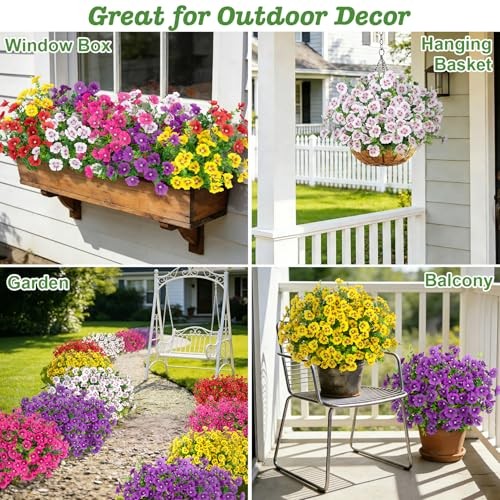 20 Bundles Artificial Flowers for Outdoors, Fake Silk Flowers with Mixed Color