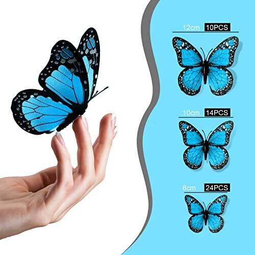 Monarch Butterfly Decoration 3 Size Fake Butterflies Realistic 48 Blue