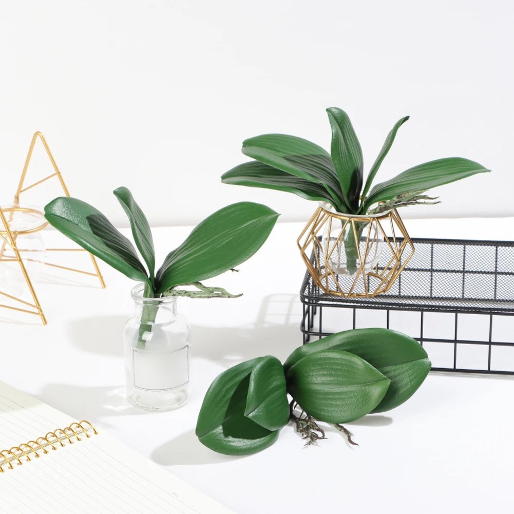 2pcs Simulated Phalaenopsis Orchid Leaves (PU Phalaenopsis Orchid Leaves)