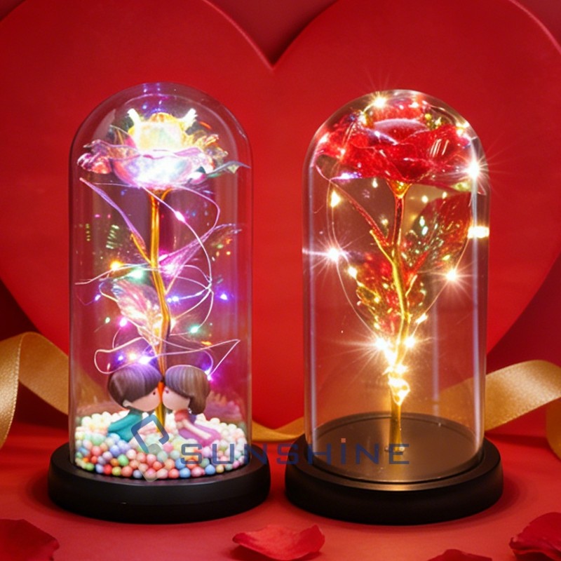 Eternal Crystal Rose Gifts for Women, Preserved Real Forever in Glass Dome Rose