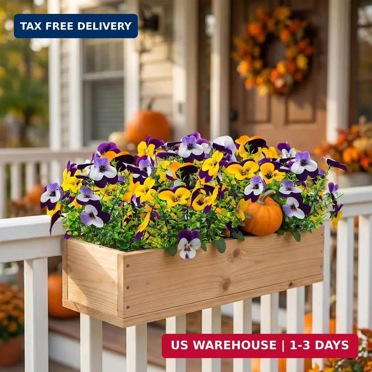 16 Pcs Artificial Pansy Flowers for Outdoor Faux Silk Spring Flowers for Outside