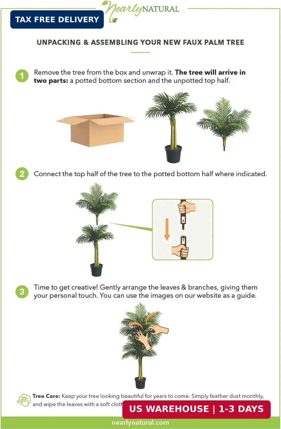 4ft Golden Cane Palm, Double Stalk Artificial Tree With Lush Realistic Foliage M