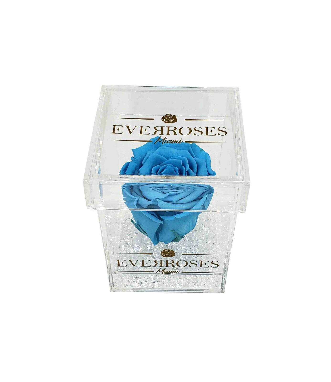 BLUE Rose in a single Acrylic box real long-lasting preserved rose infinity