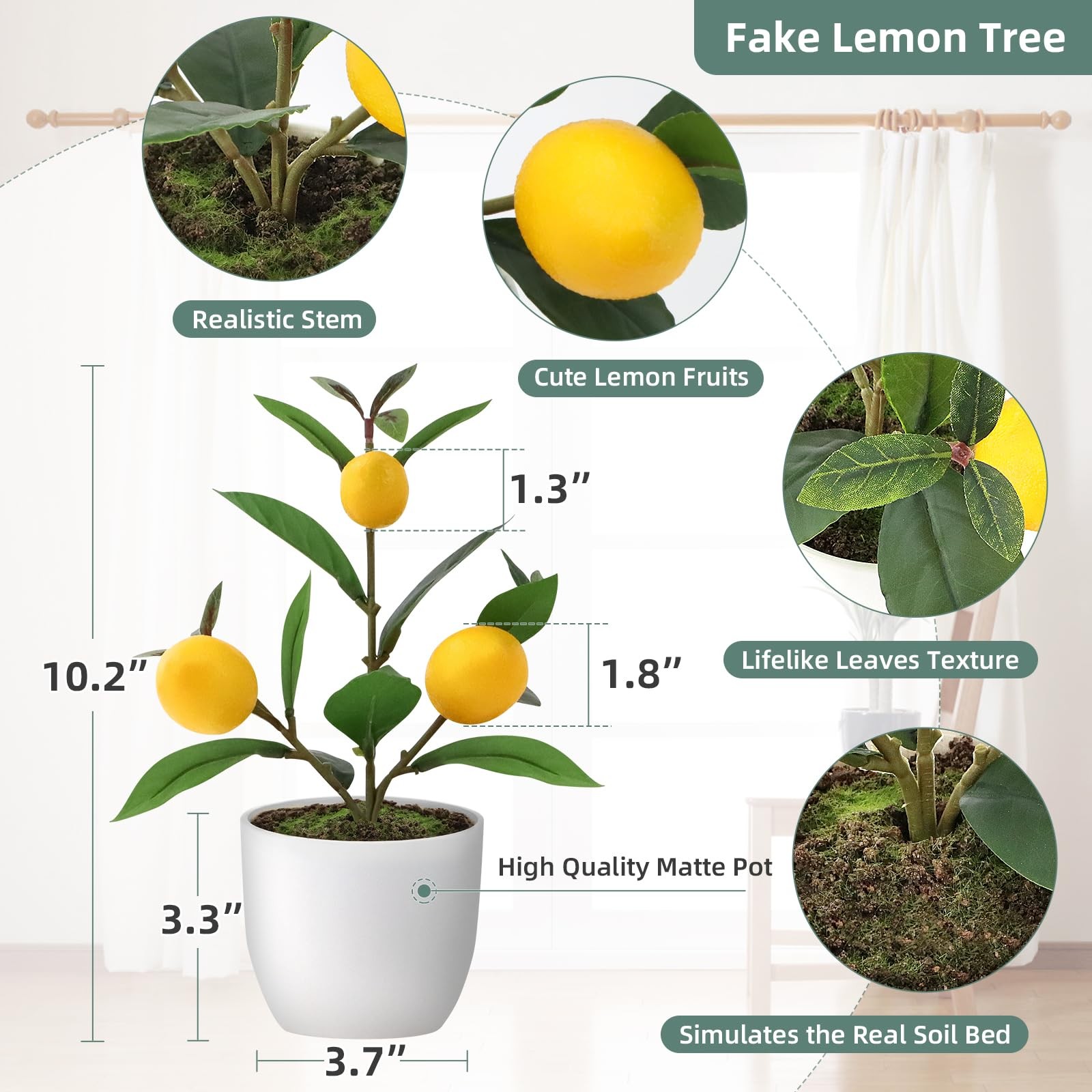 2 Pack Small Artificial Orange Tree Potted, 10.2″ Fake Lemon Plant