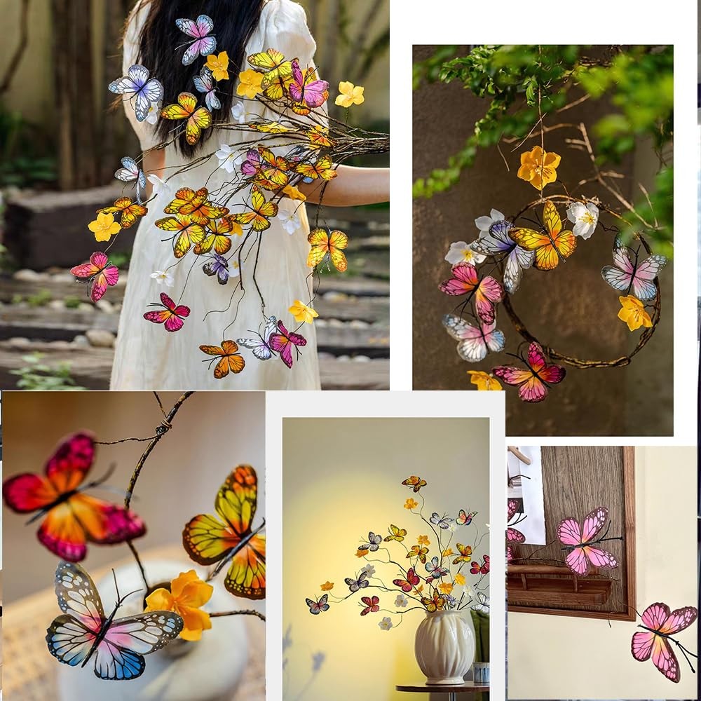 Artificial Butterfly Branche, Simulation Branch Stems with Fake Butterfly Flo…