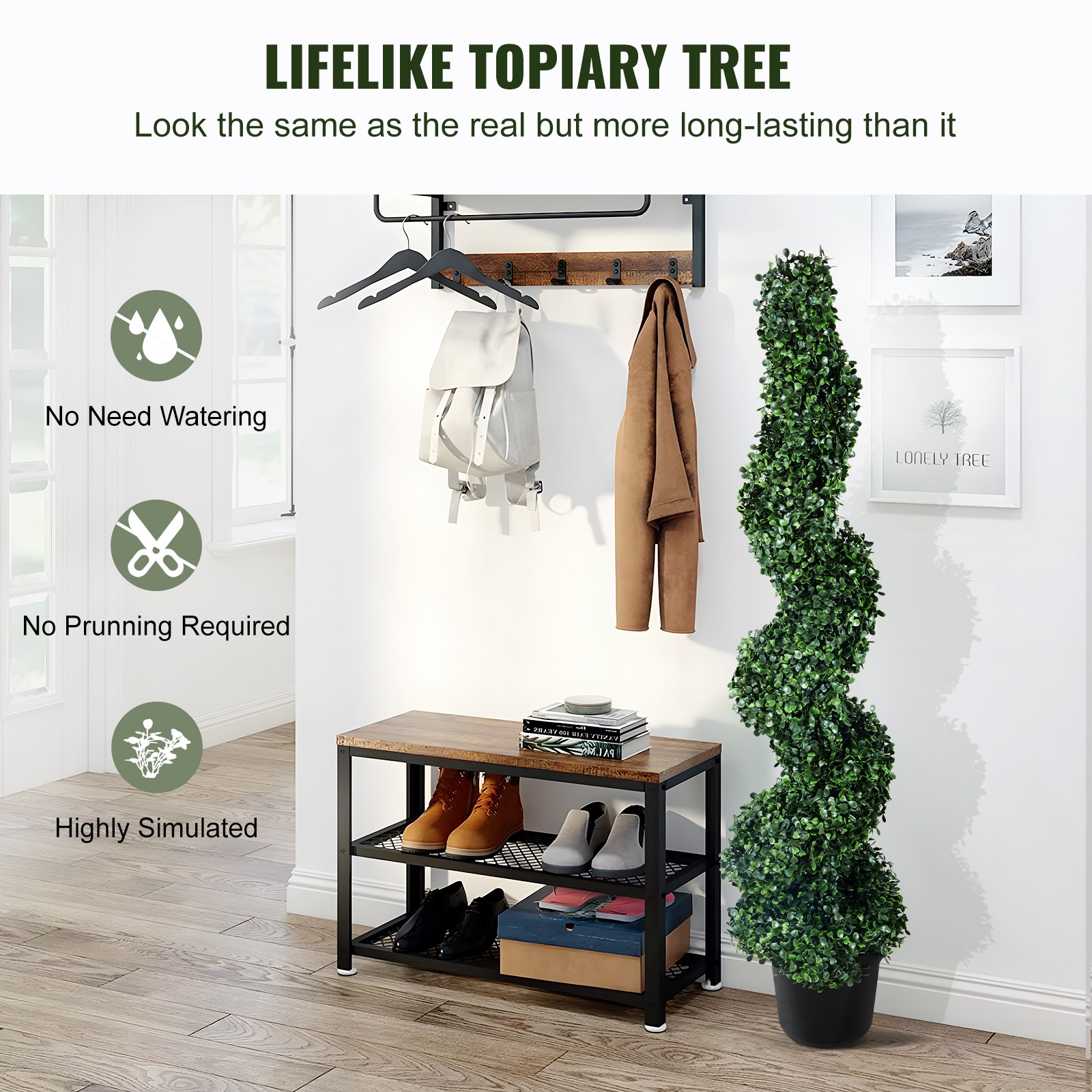 2Pack 5ft Artificial Topiary Spiral Tree Faux Plant UV Indoor Outdoor Home Decor
