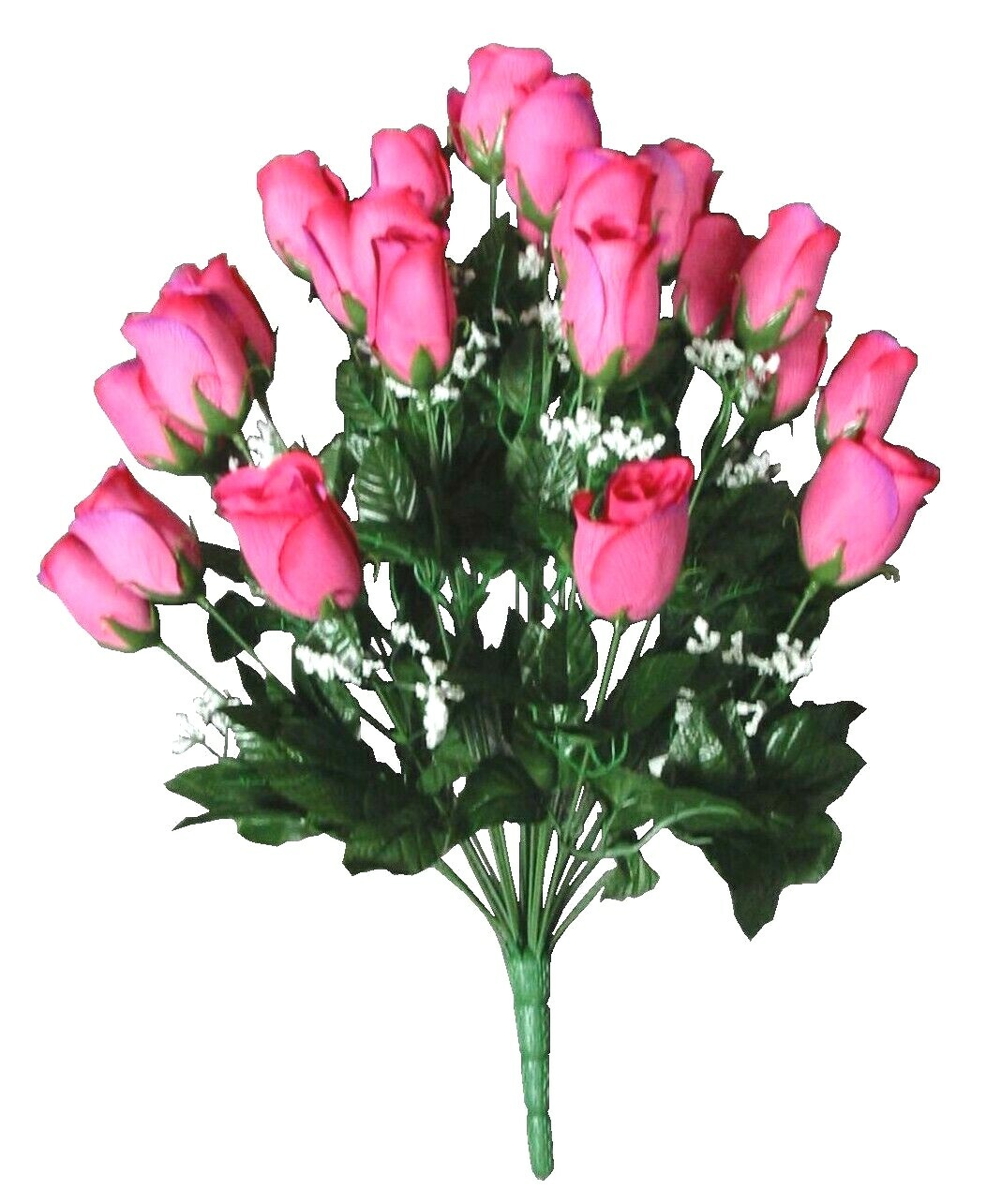 24-Rose Fuchsia Pink Large Microfiber Silk Flower 22″ Bush Home Bride Decors US